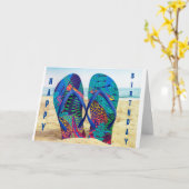 ハッピーバースデーWITHビーチサンダルカード カード (黄色い花)