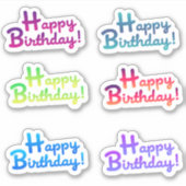 ハッピーバースデーx6カスタムカットビニールシール シール (正面)