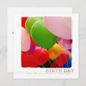 ハッピーバートデイフラットフォトカード招待状 招待状 (正面/裏面)