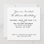 ハッピーバートデイフラットフォトカード招待状 招待状 (裏面)