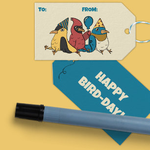 ハッピーバードデイカートゥーンバードをテーマにした誕生日 ギフトタグ