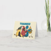 ハッピーバードデイカートゥーンバードをテーマにした誕生日 サンキューカード (正面)