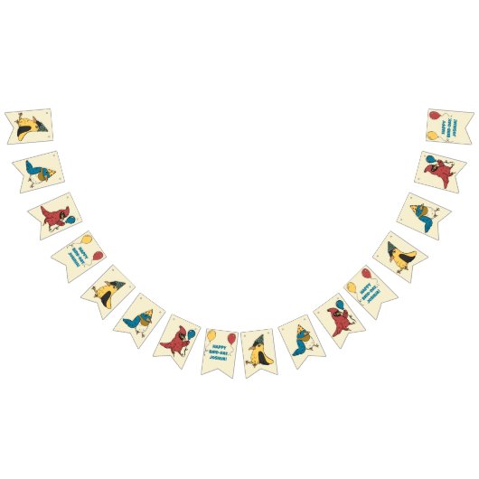 ハッピーバードデイカートゥーンバードをテーマにした誕生日 バンティングフラッグ (全)