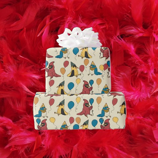 ハッピーバードデイカートゥーンバードをテーマにした誕生日 ラッピングペーパー