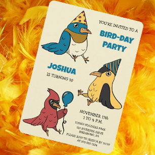 ハッピーバードデイカートゥーンバードをテーマにした誕生日 招待状