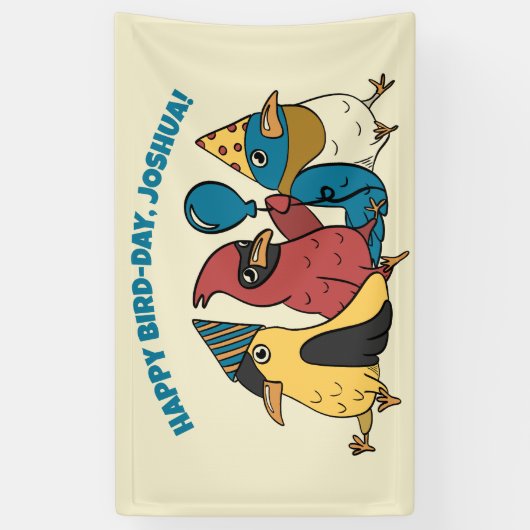 ハッピーバードデイカートゥーンバードをテーマにした誕生日 横断幕 (縦)