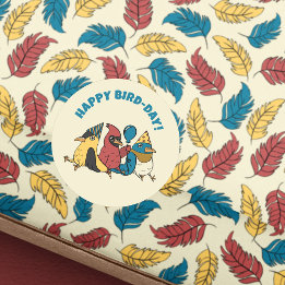 ハッピーバードデイ カートゥーンバード テーマの誕生日 ラウンドシール