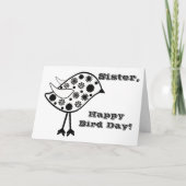 ハッピーバードデー姉妹のおもしろい挨拶、黒、白。 カード (正面)