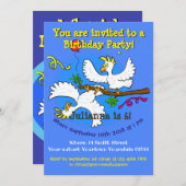 ハッピーバード6歳の誕生日パーティー招待状 招待状 (正面/裏面)