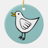ハッピーバード – 白オン海緑 セラミックオーナメント (裏面)