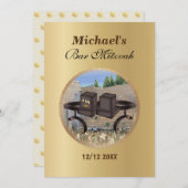 ハッピーバー（ユダヤ教の）バル・ミツバーエルサレムKotelテフィリン金ゴールド 招待状 (正面/裏面)