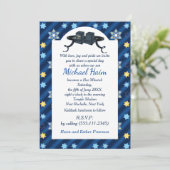 ハッピーバー（ユダヤ教の）バル・ミツバー20XXテフィリンブルースターモダン 招待状 (スタンド正面)