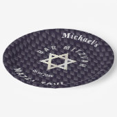 ハッピーバー(ユダヤ教の)バル・ミツバー20XXネイビースタイリッシュブルーパターン ペーパープレート (アングル)