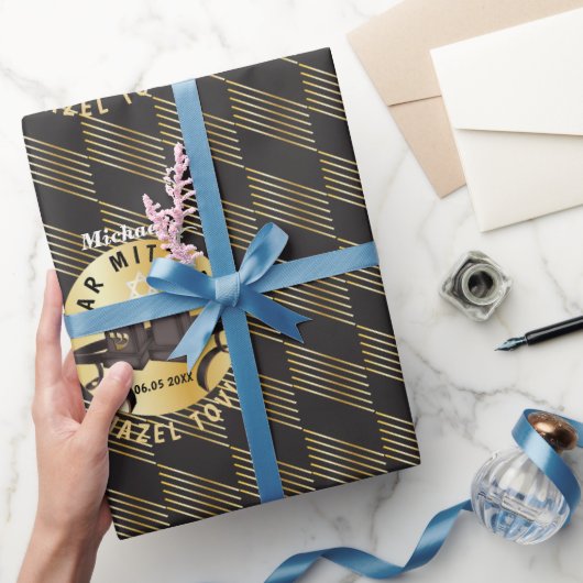 ハッピーバー(ユダヤ教の)バル・ミツバー20XXマゼルトフ!金ゴールド モダン ラッピングペーパー (ギフト)