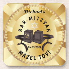 ハッピーバー（ユダヤ教の）バル・ミツバー20XX金ゴールド装飾品 コースター