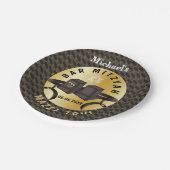 ハッピーバー(ユダヤ教の)バル・ミツバー20XX金ゴールド装飾品 ペーパープレート (アングル)