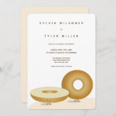 ハッピーバ結婚ーゲルの白い茶色のクリーム垂直 招待状 (正面/裏面)