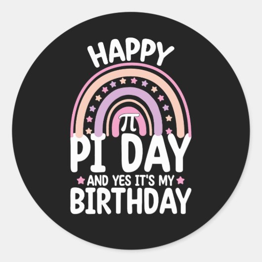 ハッピーパイデイ&Yes私の誕生日数学レインボー ラウンドシール (正面)