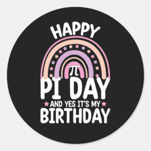 ハッピーパイデイ&Yes私の誕生日数学レインボー ラウンドシール