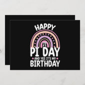 ハッピーパイデイ&Yes私の誕生日数学レインボー 招待状 (正面/裏面)