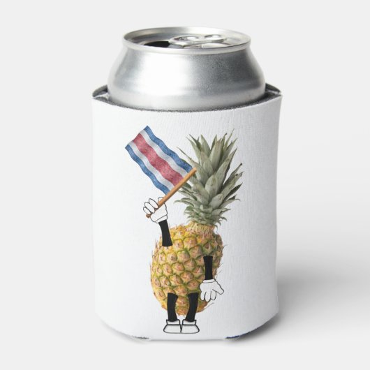 ハッピーパイナップルがコスタリカ国旗を振って。 缶クーラー (缶正面)