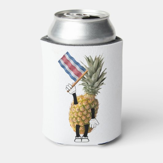 ハッピーパイナップルがコスタリカ国旗を振って。 缶クーラー (缶裏面)