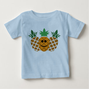 ハッピーパイナップルデザイン-ベビー素晴らしジャージーTシャツ ベビーTシャツ