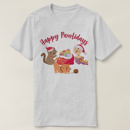 ハッピーパウィデイズクリスマスキャッツパーティー Tシャツ (デザイン正面)
