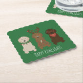 ハッピーパウィデイズゴールデンドルクリスマスライト ペーパーコースター (アングル)