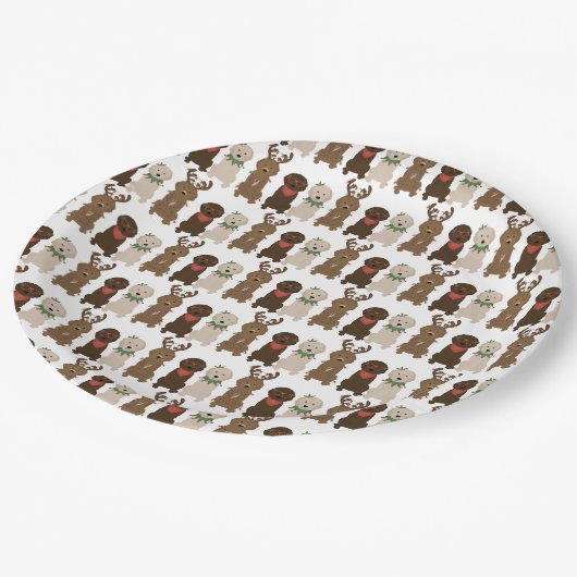 ハッピーパウィデイズゴールデンドルクリスマスライト ペーパープレート (アングル)