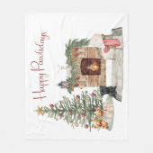 ハッピーパウィデイズドッグデザイン – アフェンピンシェ フリースブランケット (正面)