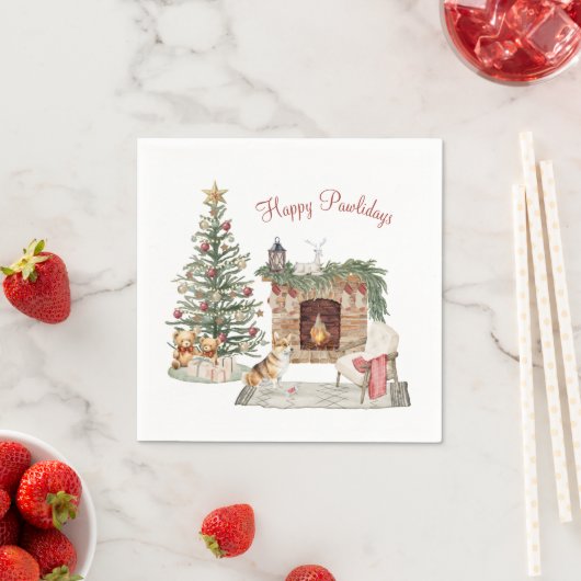 ハッピーパウィデイズドッグデザイン – コルギ スタンダードカクテルナプキン (インサイチュ)