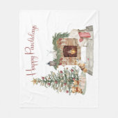 ハッピーパウィデイズドッグデザイン – コルギ フリースブランケット (正面)