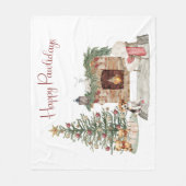 ハッピーパウィデイズドッグデザイン – ベーグル フリースブランケット (正面)