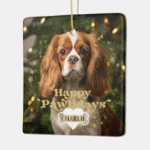 ハッピーパウィデイズドッグパピーペットハート骨写真 セラミックオーナメント (左)