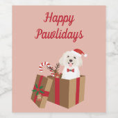 ハッピーパウィデイズマルティポクリスマスプレゼント ワインラベル (シングルラベル)