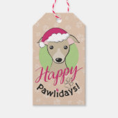 ハッピーパウィリデイズクリスマスマンガの子豚のギギー犬 ギフトタグ (正面)