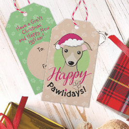 ハッピーパウィリデイズクリスマスマンガの子豚のギギー犬 ギフトタグ