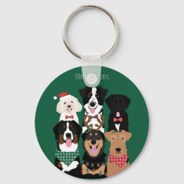 ハッピーパウィーデイズかわいいクリスマスドッグ キーホルダー