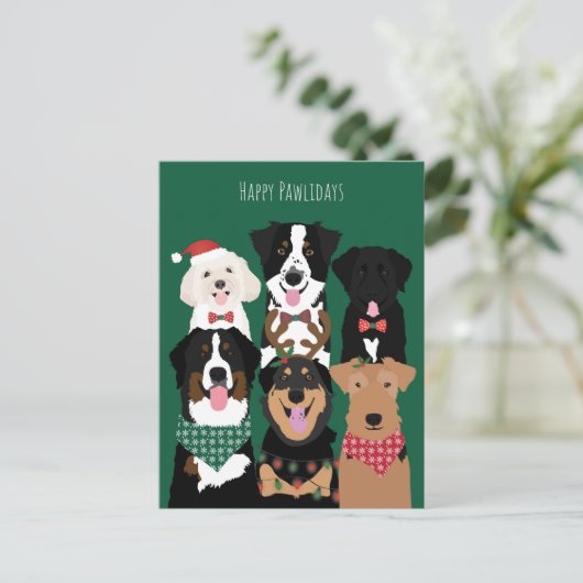 ハッピーパウィーデイズかわいいクリスマスドッグ シーズンポストカード (スタンド正面)