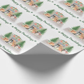 ハッピーパウィーデイズキュート犬の愛犬クリスマス ラッピングペーパー (角)