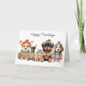 ハッピーパウィーデイズクリスマスかわいい犬ねこ シーズンカード (正面)