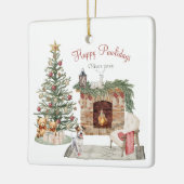 ハッピーパウィーデイズドッグデザイン – ジャック・ラッセル セラミックオーナメント (左)