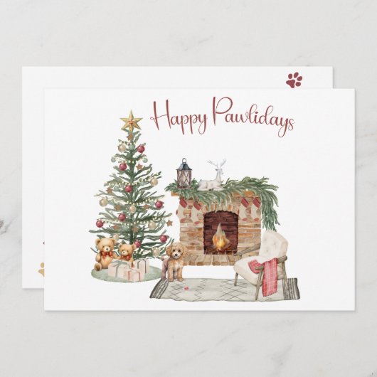 ハッピーパウィーデイズドッグデザイン – プードル シーズンカード (正面/裏面)