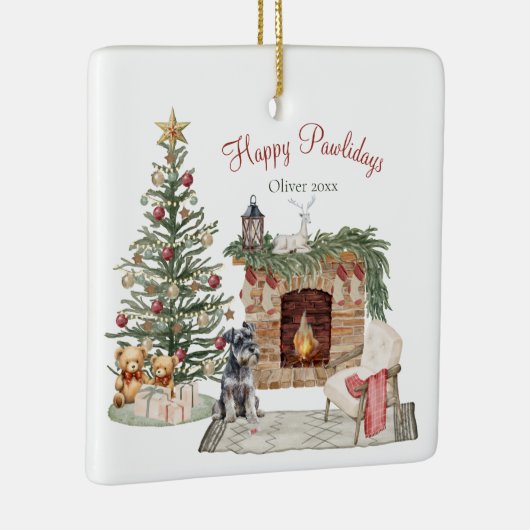 ハッピーパウィーデイズドッグデザイン – ミニチュアシュナウザー セラミックオーナメント (右)