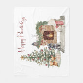 ハッピーパウィーデイズドッグデザイン – ミニチュアシュナウザー フリースブランケット (正面)