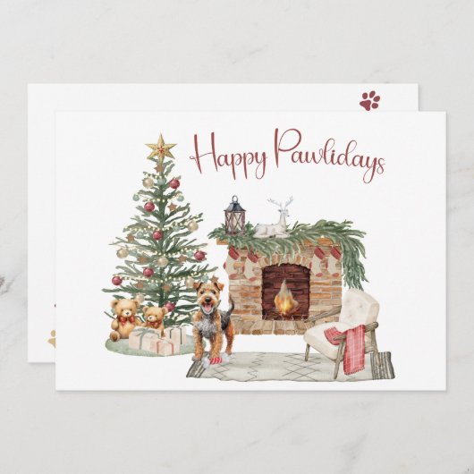 ハッピーパウィーデイズドッグデザイン – Airedale シーズンカード (正面/裏面)