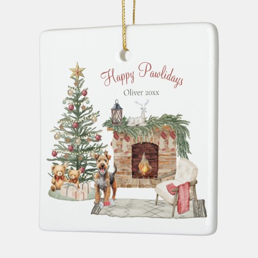 ハッピーパウィーデイズドッグデザイン – Airedale セラミックオーナメント (左)