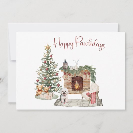 ハッピーパウィーデイズドッグデザイン – Bichon Frise シーズンカード (正面)