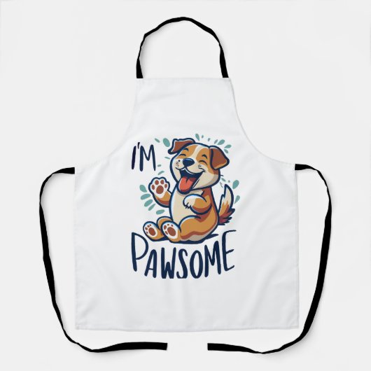 ハッピーパウクラシックム犬のTシャツ エプロン (正面)